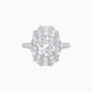 Art Deco Inspired Cushion Cut Sunburst Diamond Halo Ring - Shahin Jewelry